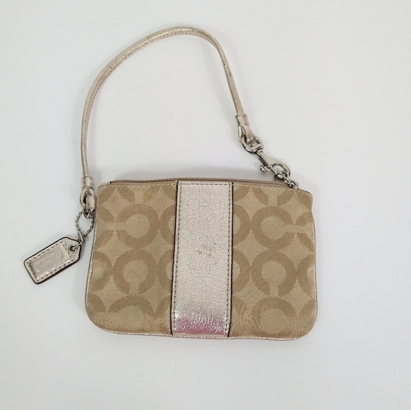 Coach tan and gold small wristlet - Picture 5 of 8
